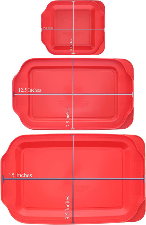 Pyrex BASICS 3 Red Lid Bundle - (1) 222-PC 2qt, (1) 232-PC 2qt and (1) 233-PC 3qt - Made in the USA...